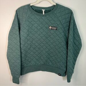 Techstyles Green Quilted Cotton Jackson Hole Sweatshirt Cozy Women’s S Small